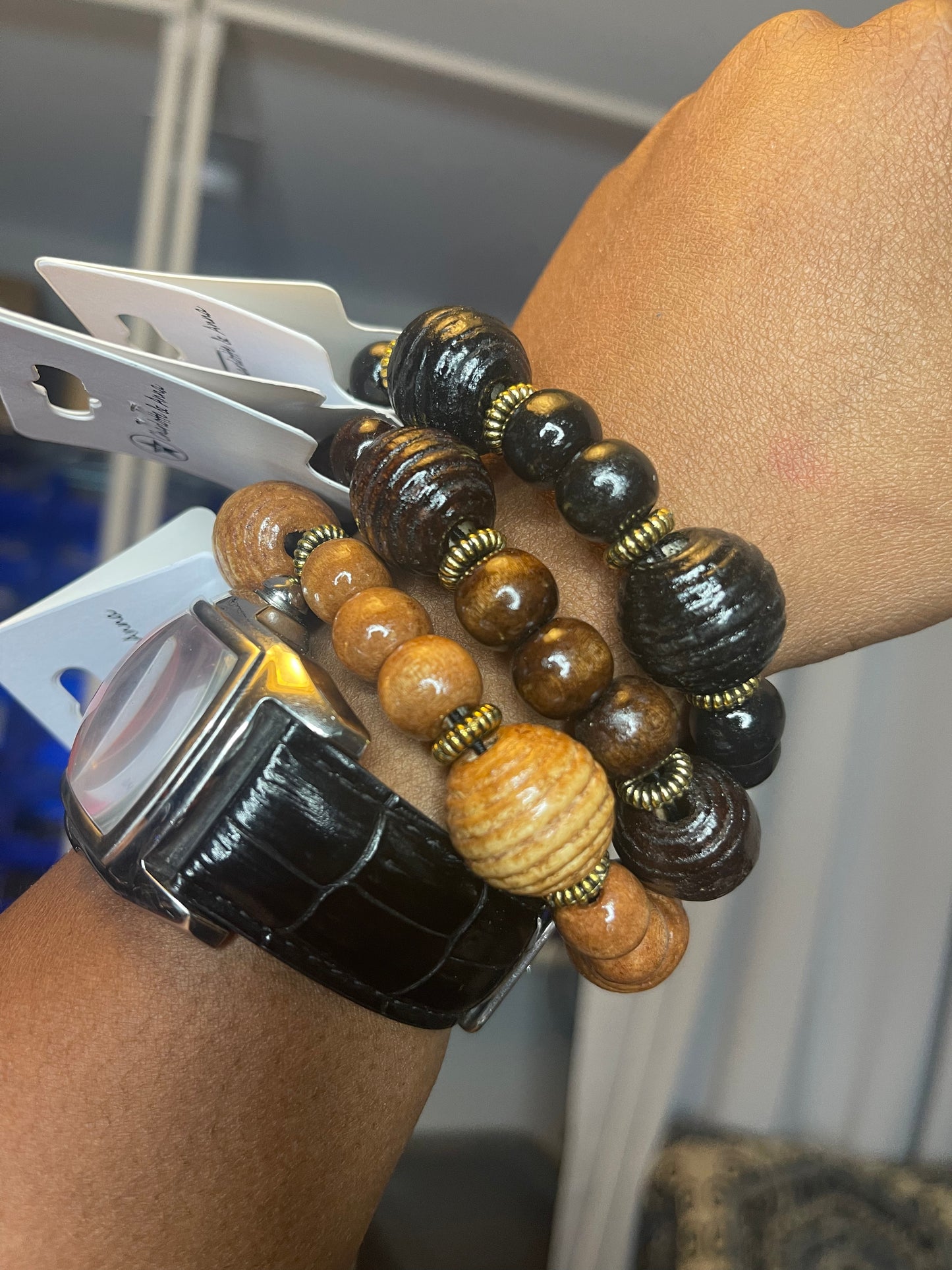 Wood and Gold Bracelet