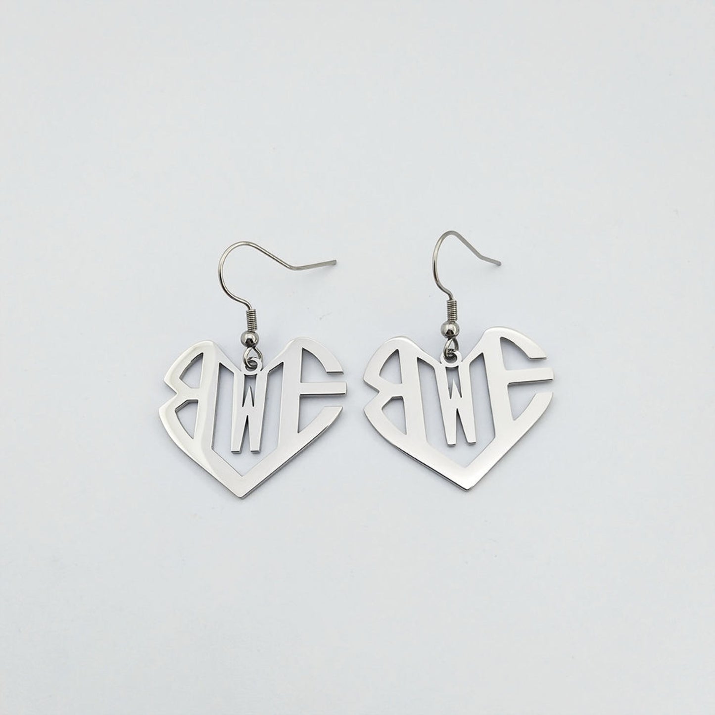 BWE 18k Gold Plated/Stainless Steel Fishhook Earrings with Logo